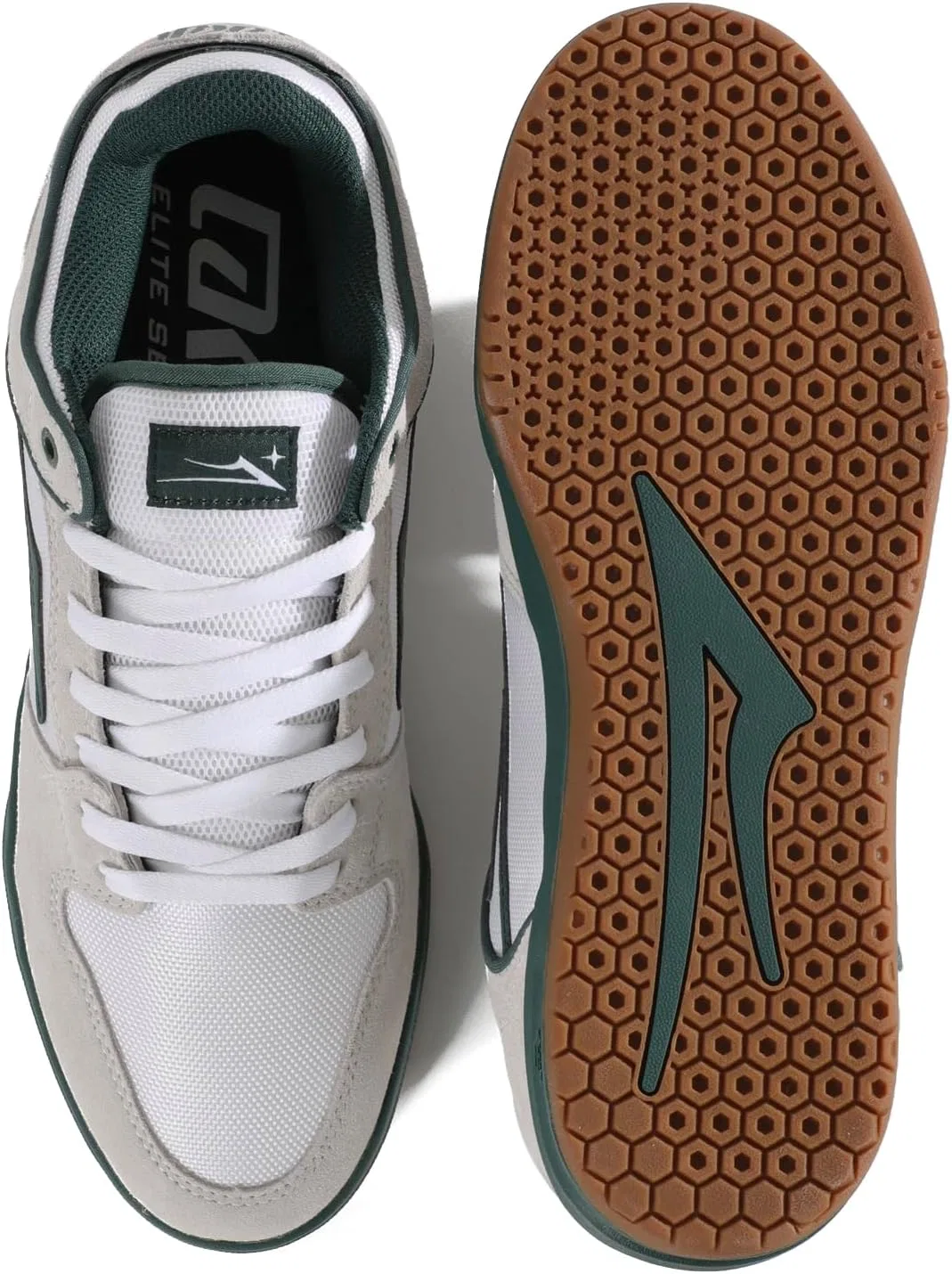 Мужские скейтбордистские кроссовки Lakai Cardiff - дышащие повседневные кроссовки, 2-White Suede Cordura Spruce — фото 3