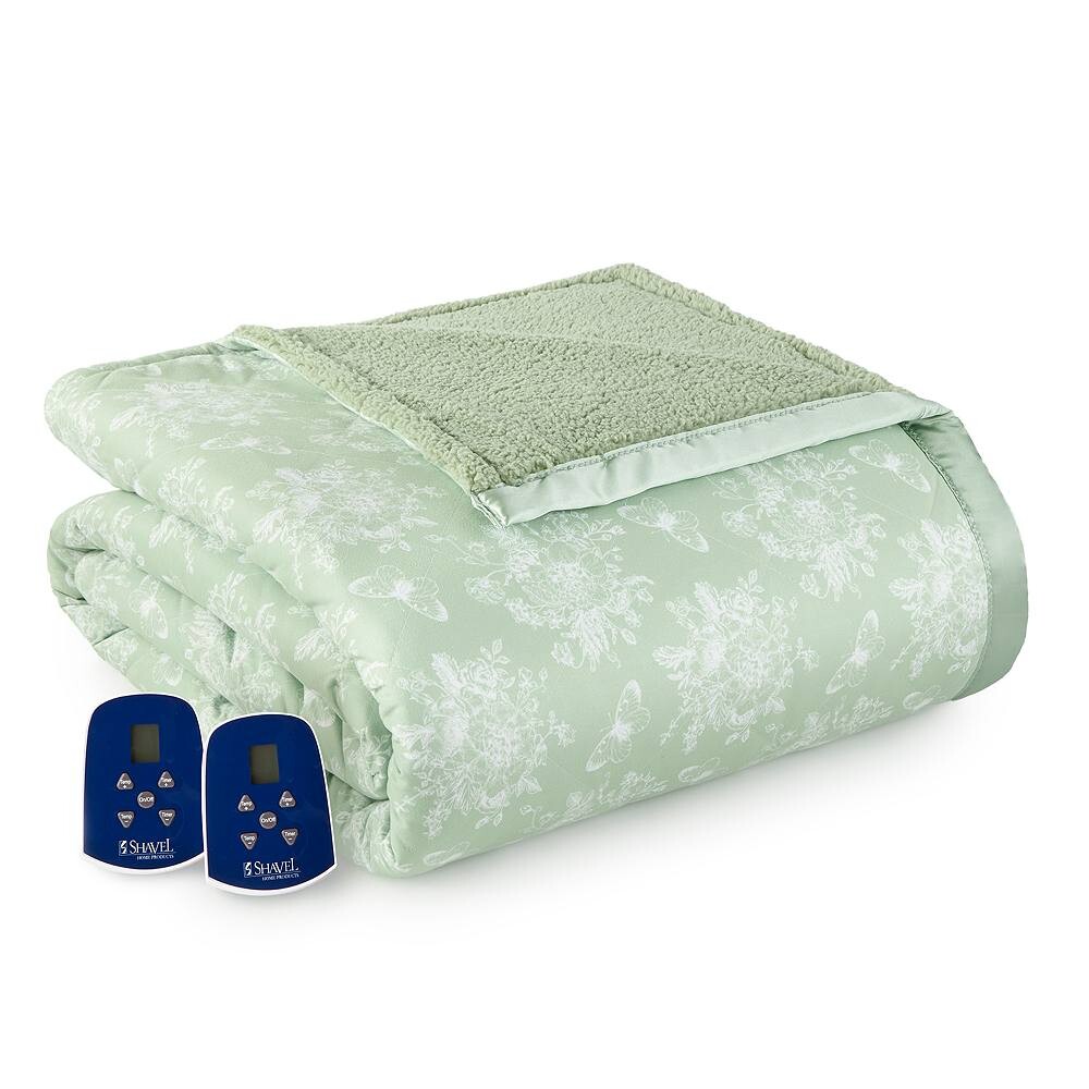 

Одеяло с подогревом из Micro Flannel и Sherpa, цвет Toile Celedon