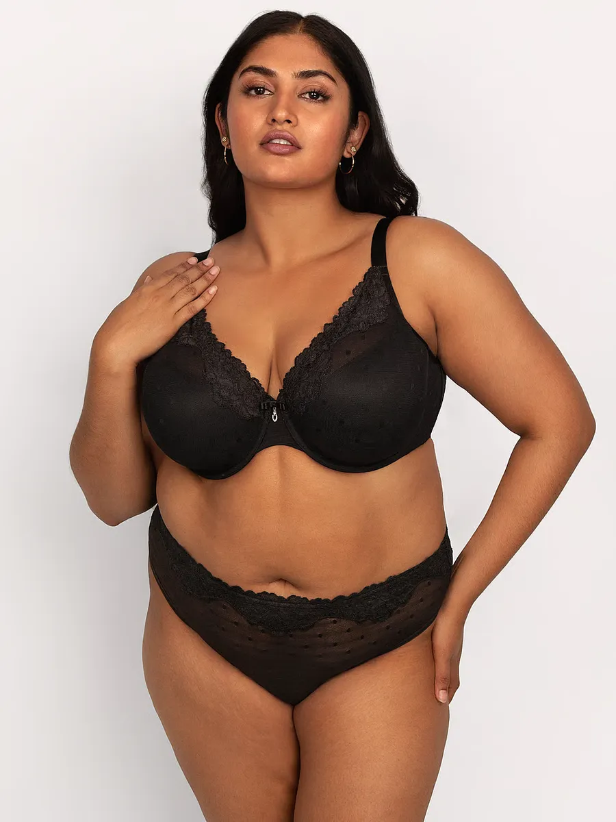 

Прозрачные трусики Whisper с высоким вырезом Curvy Couture, черный