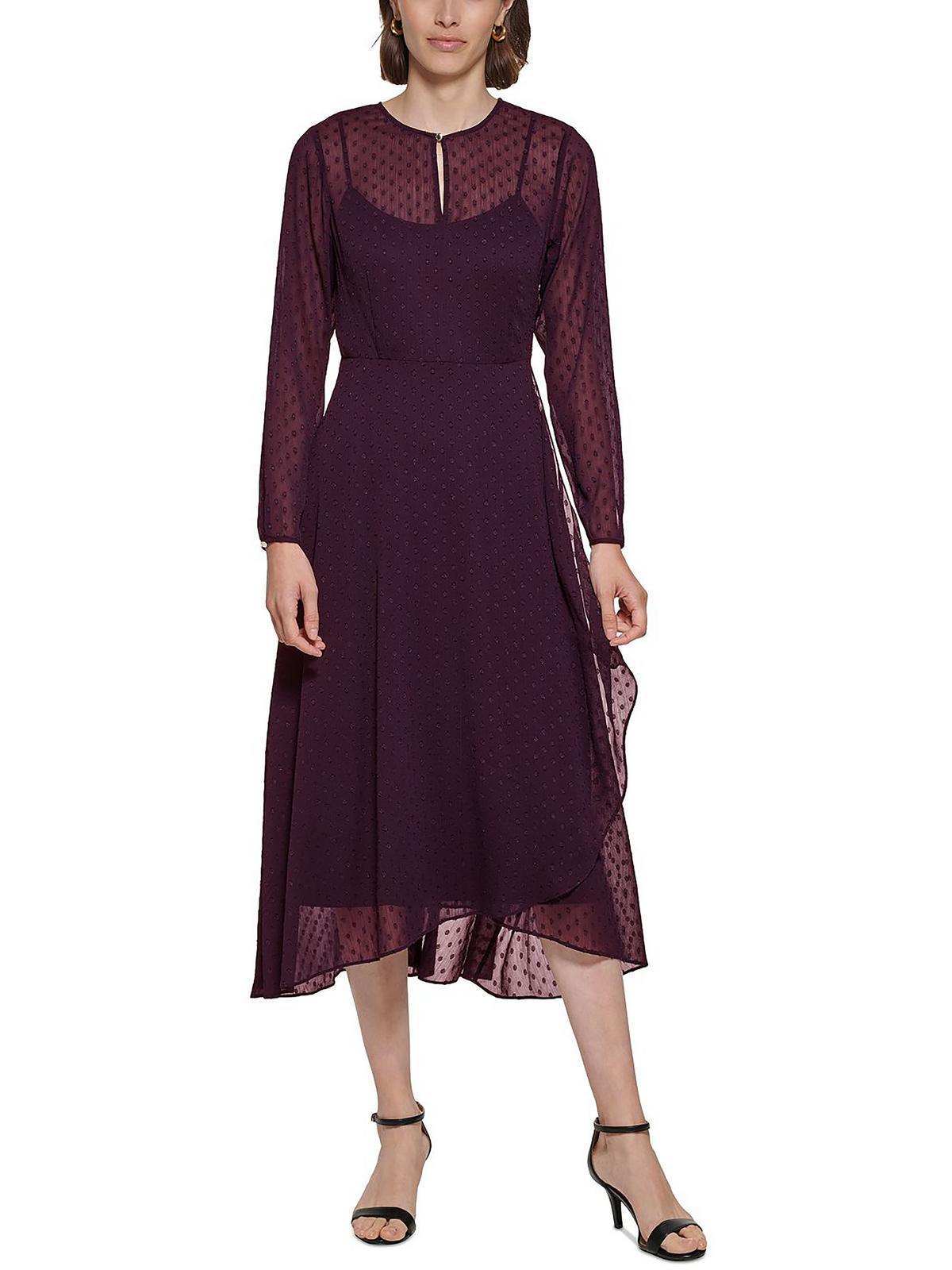 

Женское платье миди в горошек Tommy Hilfiger, цвет aubergine