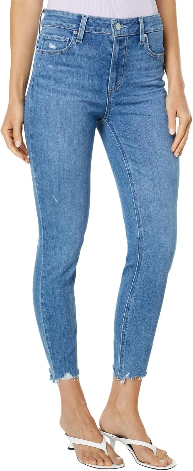 

PAIGE Женские джинсы Hoxton Crop High Rise Skinny в цвете Bliss с эффектом потертости