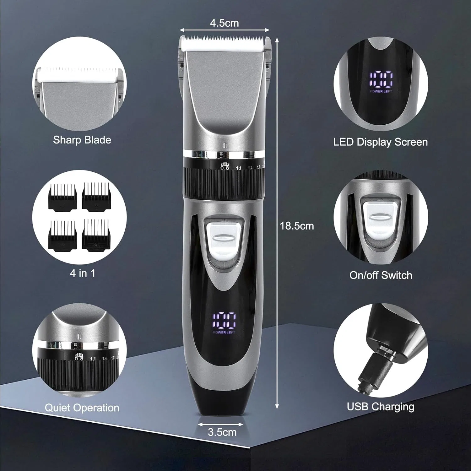 Профессиональный триммер для волос Cozary с LED-дисплеем Cozary — фото 4