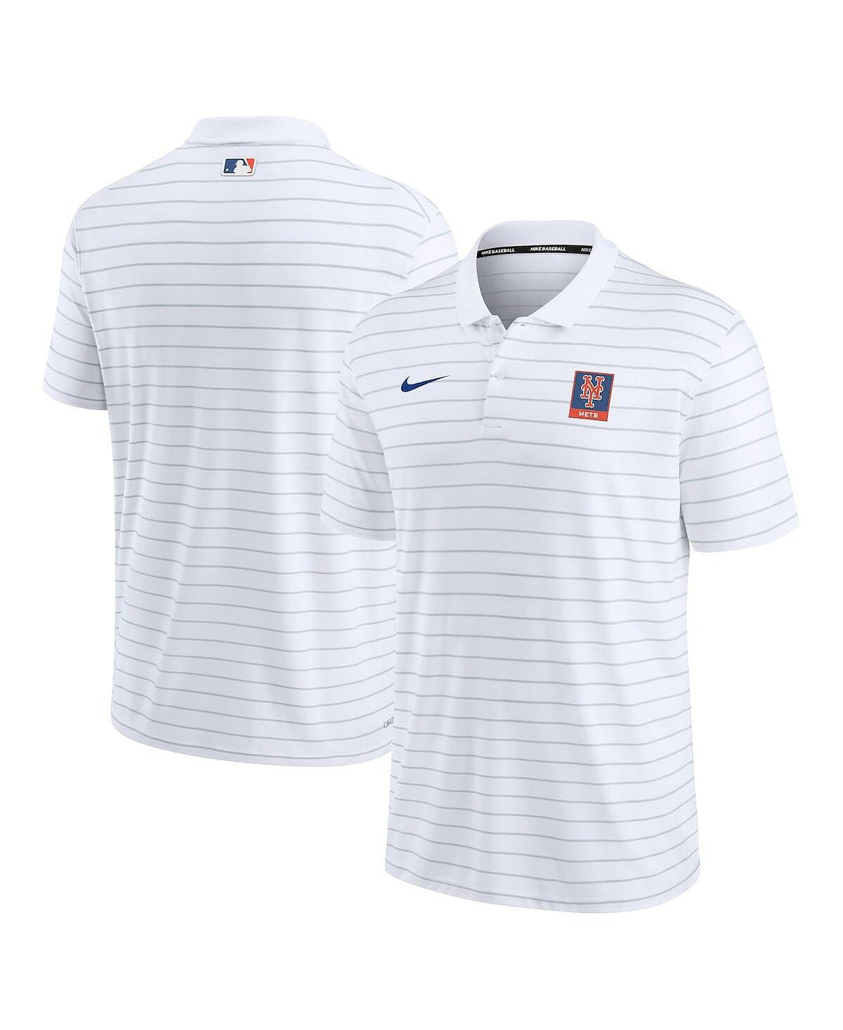 

Мужская белая рубашка-поло из пике New York Mets Authentic Collection в полоску Nike
