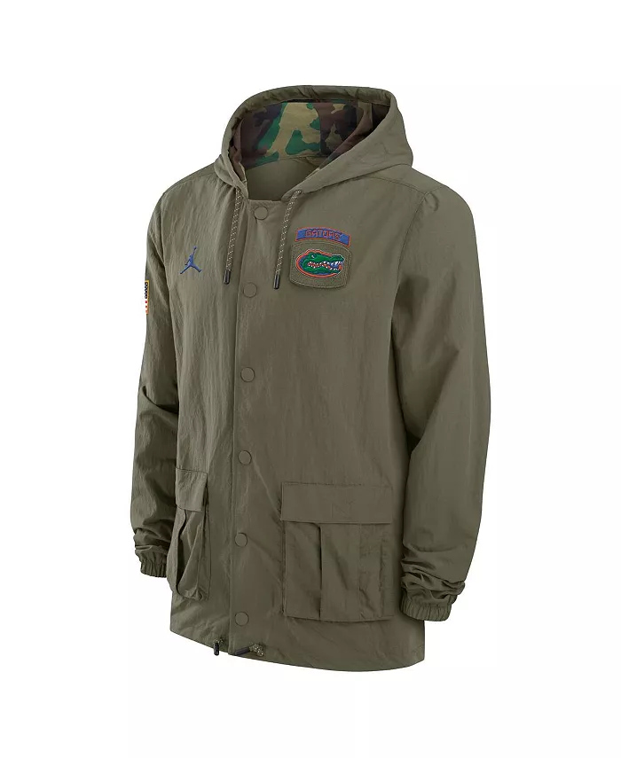 Мужская оливковая толстовка с полной застежкой на молнию Florida Gators 2024 Military Appreciation Military Jacket Jordan — фото 2