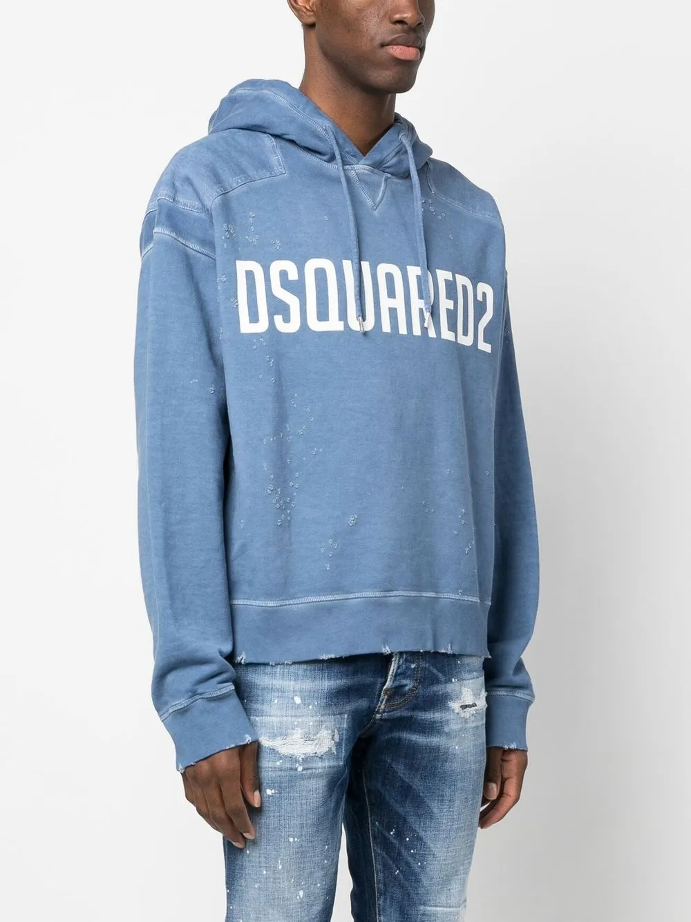 Толстовка с логотипом и эффектом потертости DSQUARED2, синий — фото 3