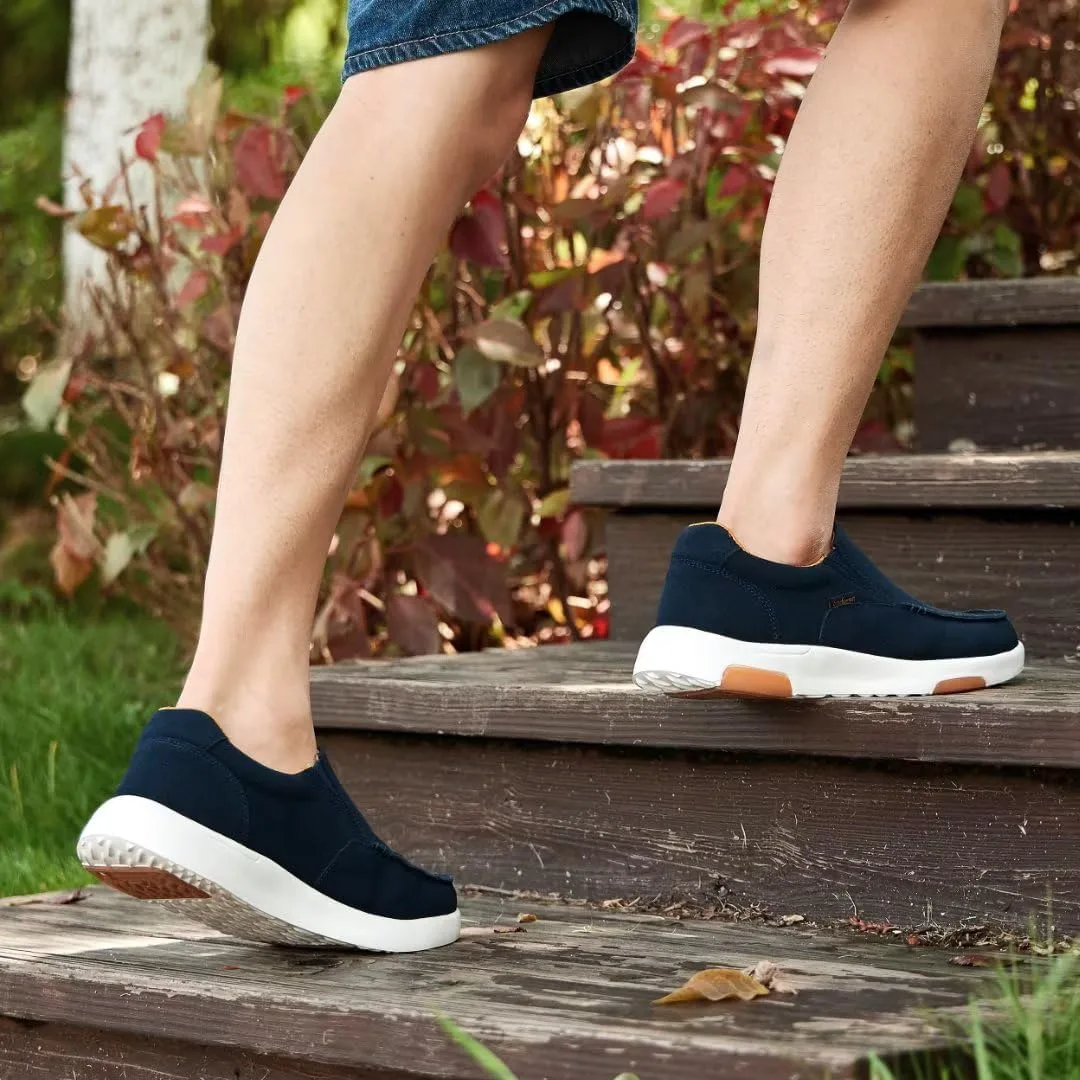 Мужские ортопедические слипоны OrthoComfoot с поддержкой свода стопы: замшевые туфли-слипоны для плоскостопия, удобная противоскользящая обувь для снятия боли в стопах и пятках — фото 4