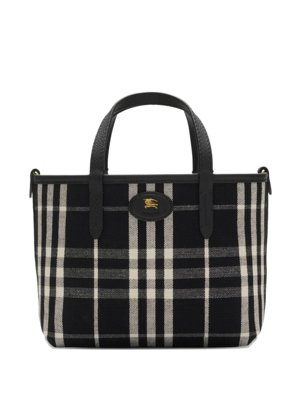 Клетчатая двусторонняя сумка-тоут Bloomsbury размера мини Burberry, черный — фото 4