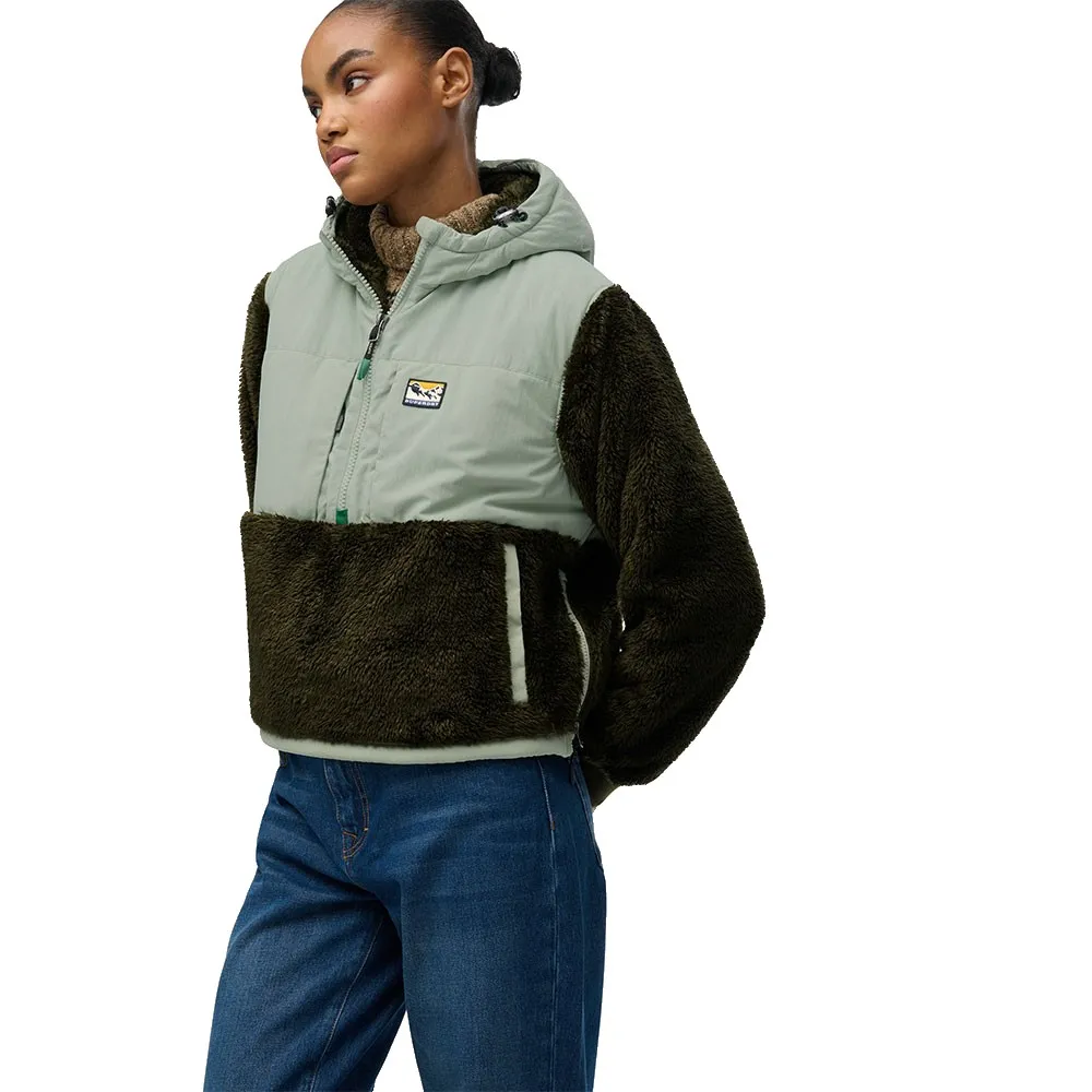 Толстовка Superdry Super Soft Hybrid с застежкой-молнией до середины груди, зеленый — фото 4