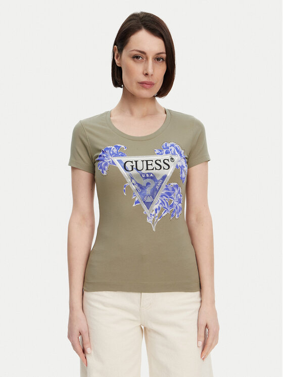 

Облегающая футболка W5GI08 J1314 Guess, хаки