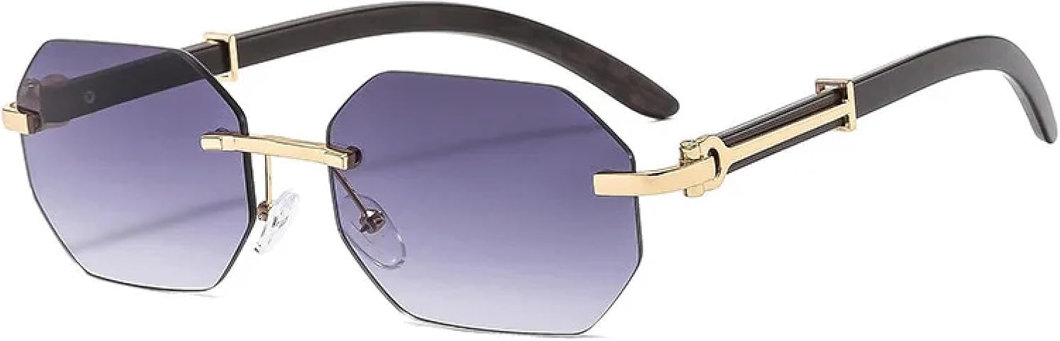 

Винтажные металлические круглые солнцезащитные очки без оправы с градиентным затемнением, защищающие от УФ-излучения (UV400), для женщин, модные очки для мужчин TKKTLLT, Gold-gray