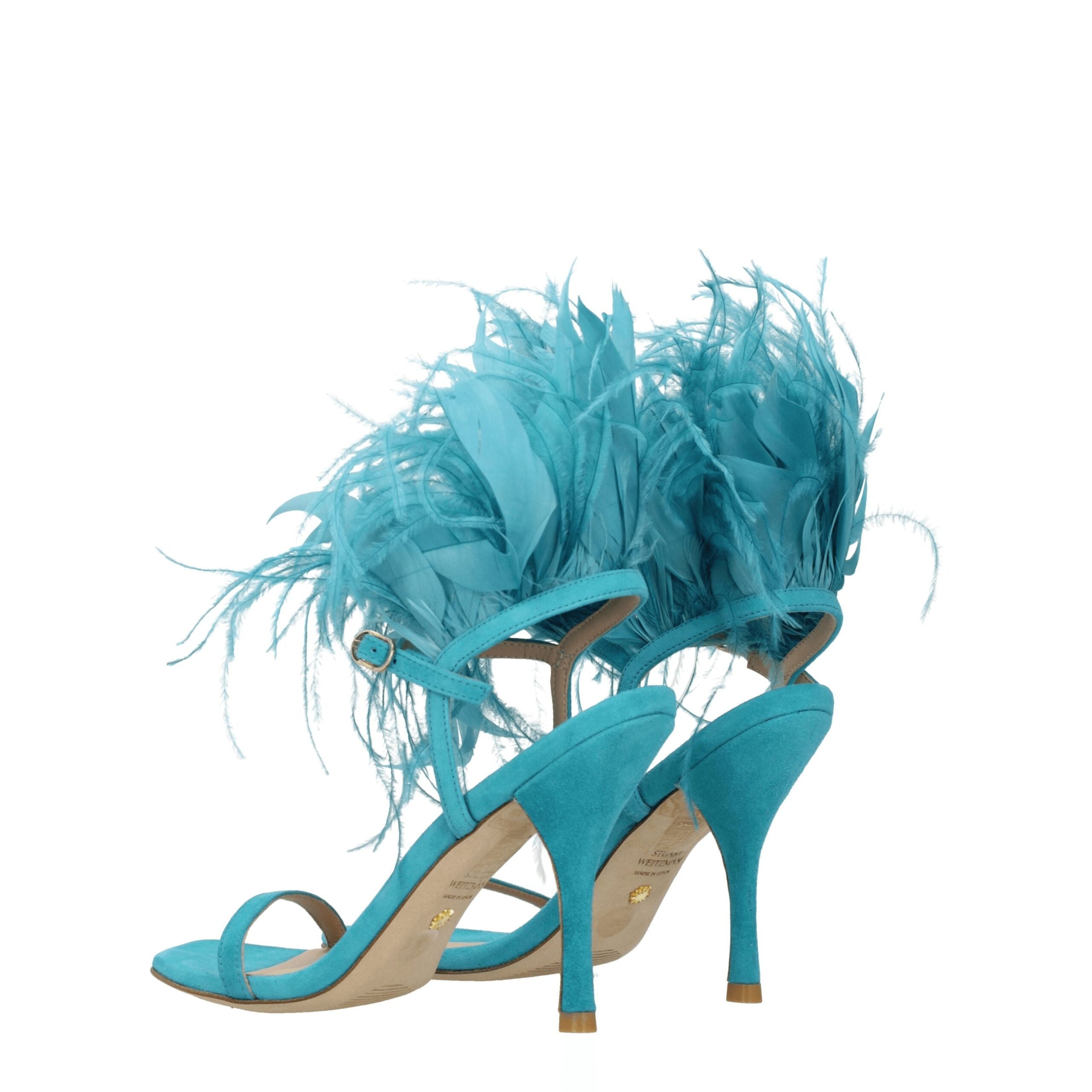 Стюарт Вайцман Кожаные женские сандалии Stuart Weitzman, зеленый — фото 4