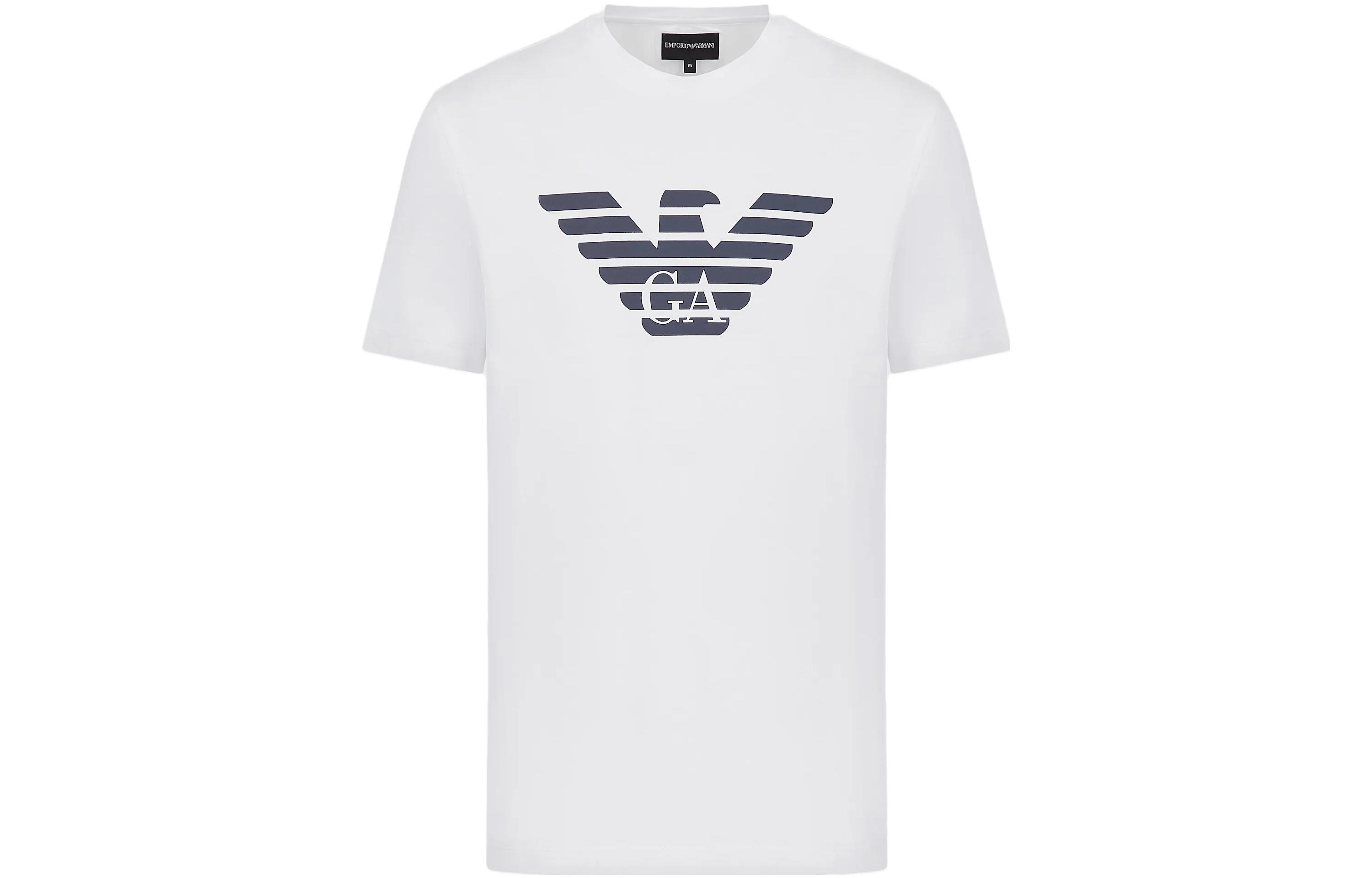 

Футболка из пима-джерси с логотипом Print EMPORIO ARMANI, белый