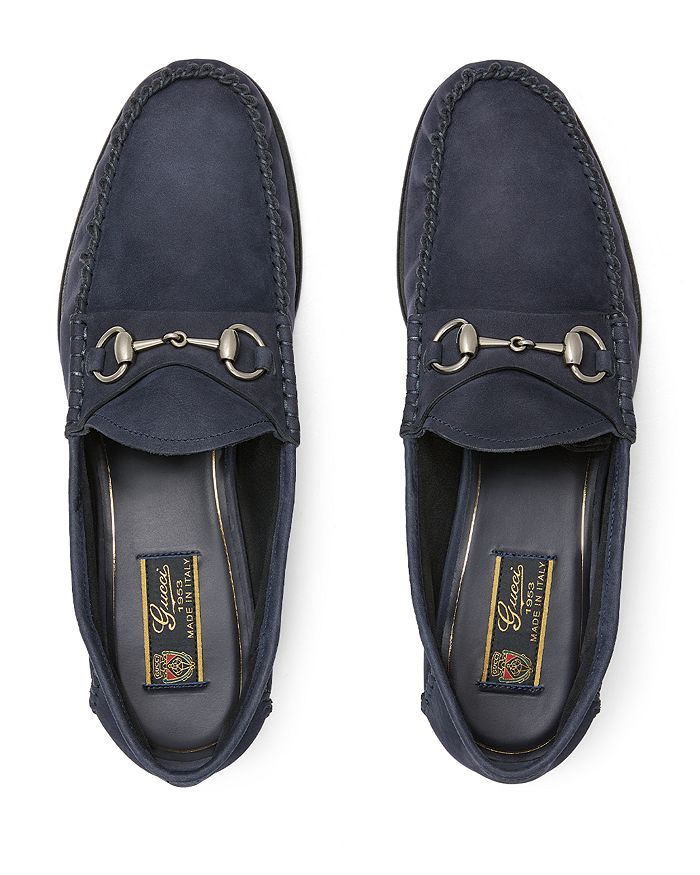 Мужские мокасины из замши с подковкой Gucci, синий — фото 2