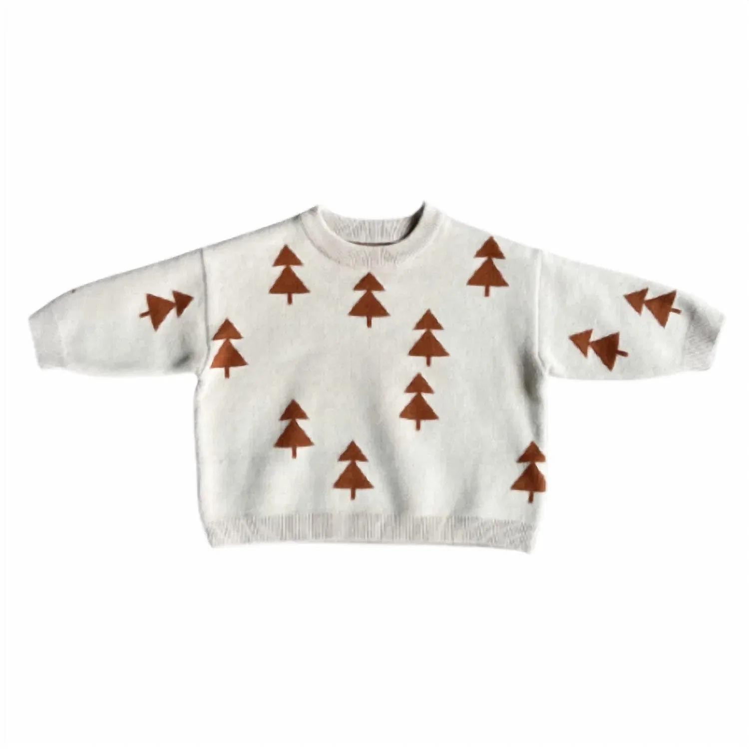Babysprouts Детский вязаный свитер «Зимние деревья» белого цвета с разноцветными вставками