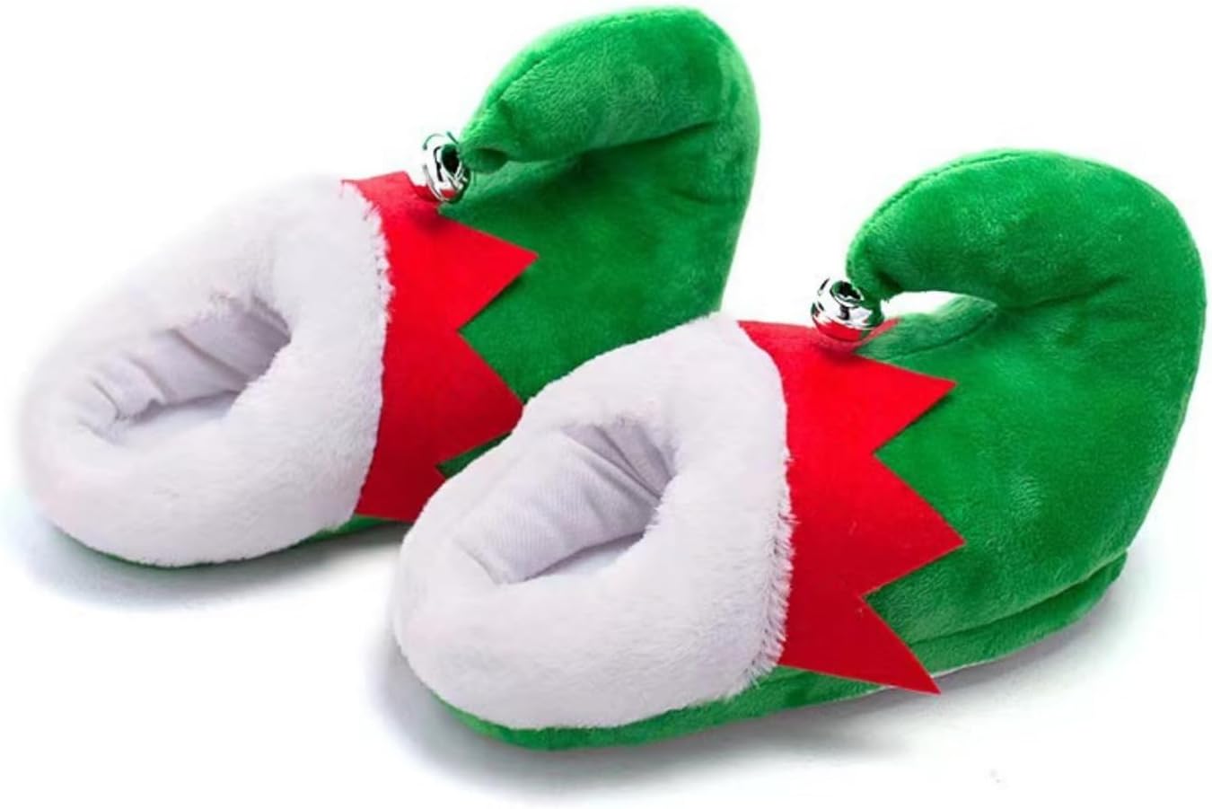 

Рождественские тапочки DOEUIRPTY милые эльфийские сапожки, тапочки Санта-Клауса, плюшевые антискользящие домашние тапочки для женщин и мужчин, зеленый