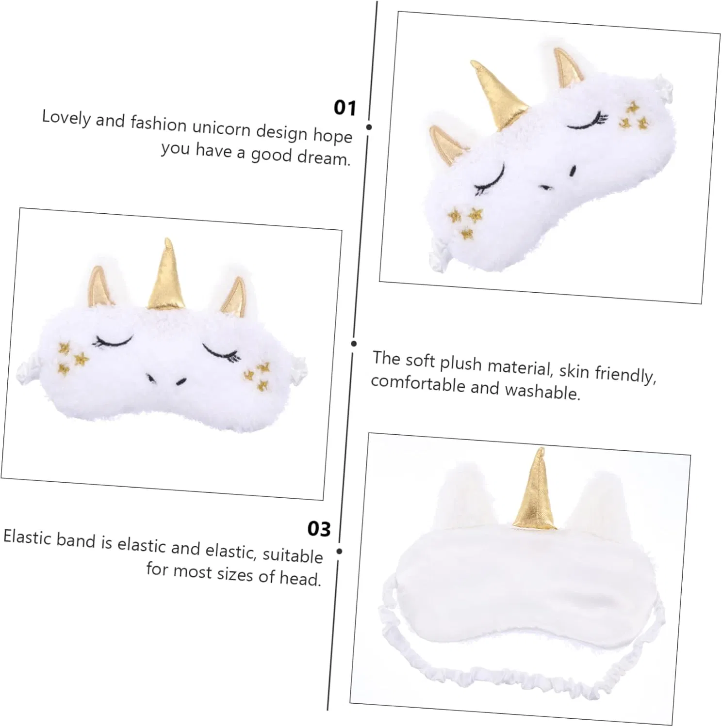 Повязка для сна Unicorn Eye Patch Plush Coolhiya белый — фото 3