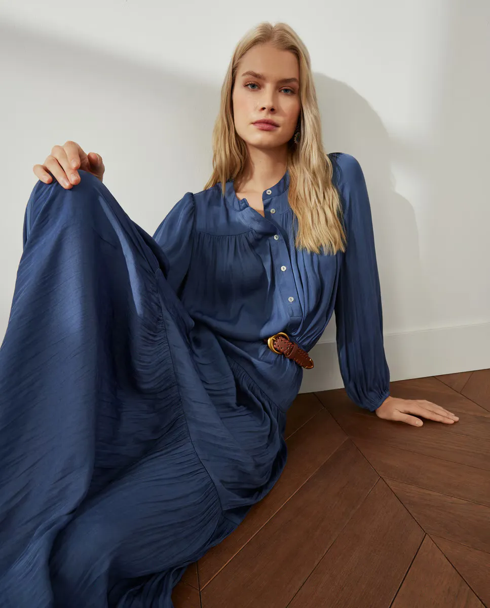 

Блузка с длинными рукавами и квадратным вырезом горловины Southern Cotton, индиго