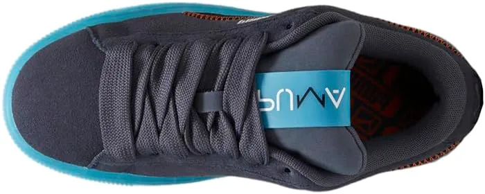 Детские замшевые кроссовки PUMA для мальчиков, размер XL, на шнуровке, повседневные - синие, серый — фото 2