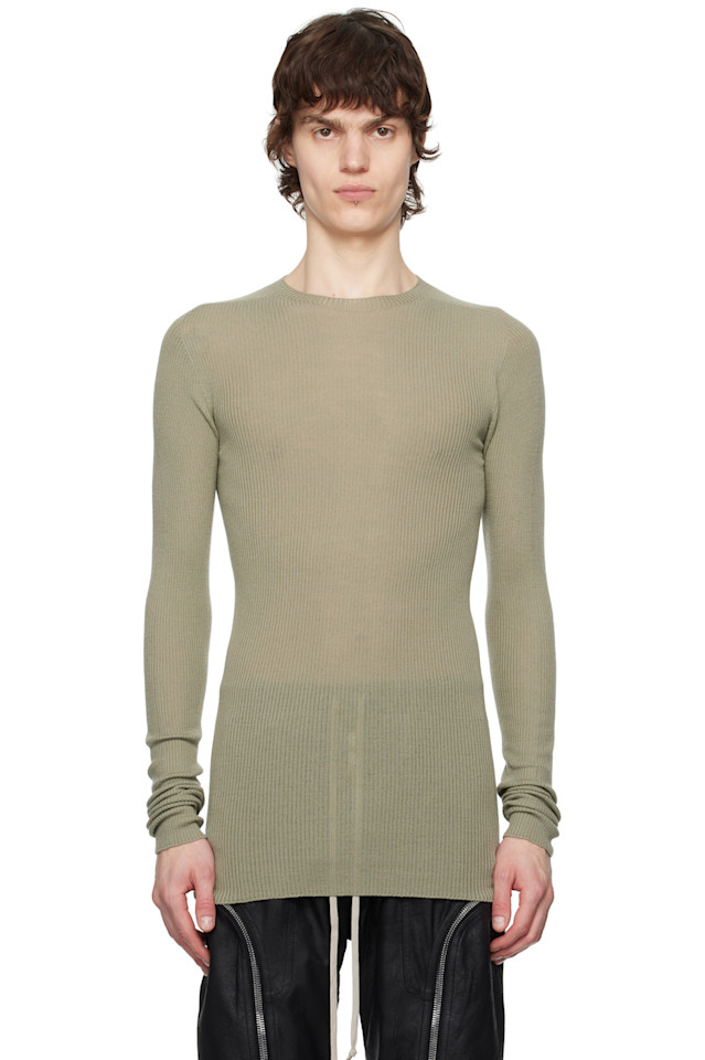 

Свитер с круглым вырезом и рубчиками Hollywood Rick Owens, цвет celadon
