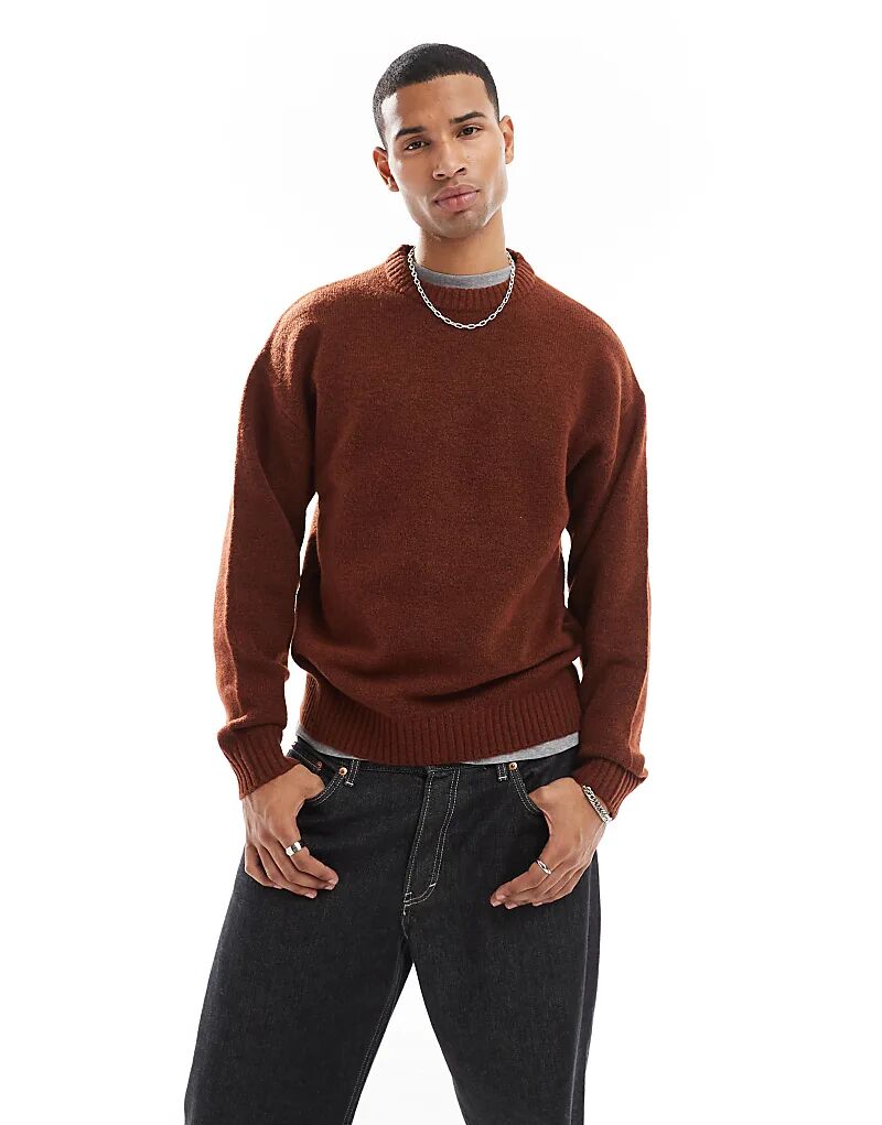 

Свободный пушистый джемпер с круглым вырезом цвета ржавчины Jack & Jones