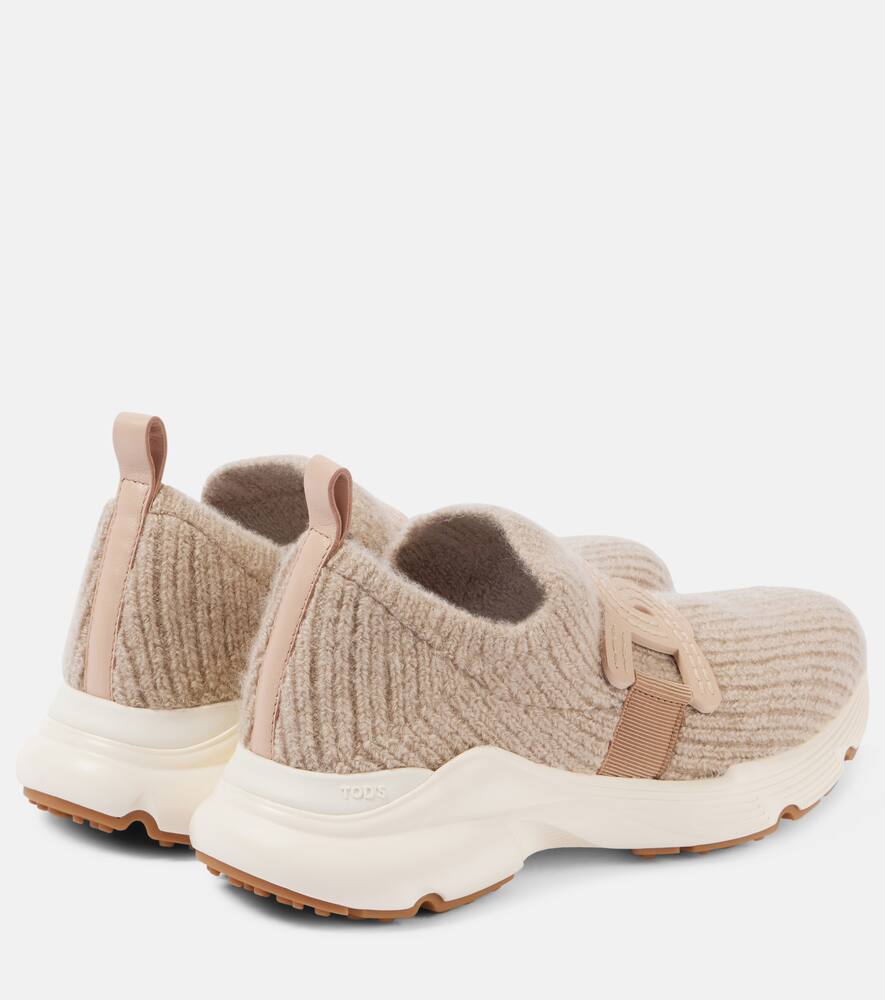 Кроссовки из трикотажа с кожаными вставками Tod's, C016(Mousse)+C600 — фото 3