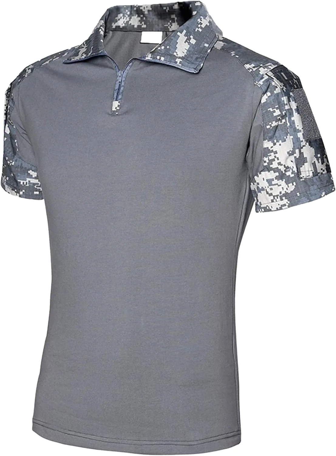 

Мужская футболка-поло с 1/4 молнией и лацканом, камуфляжная, с коротким рукавом, slim fit SWJGLITTR
