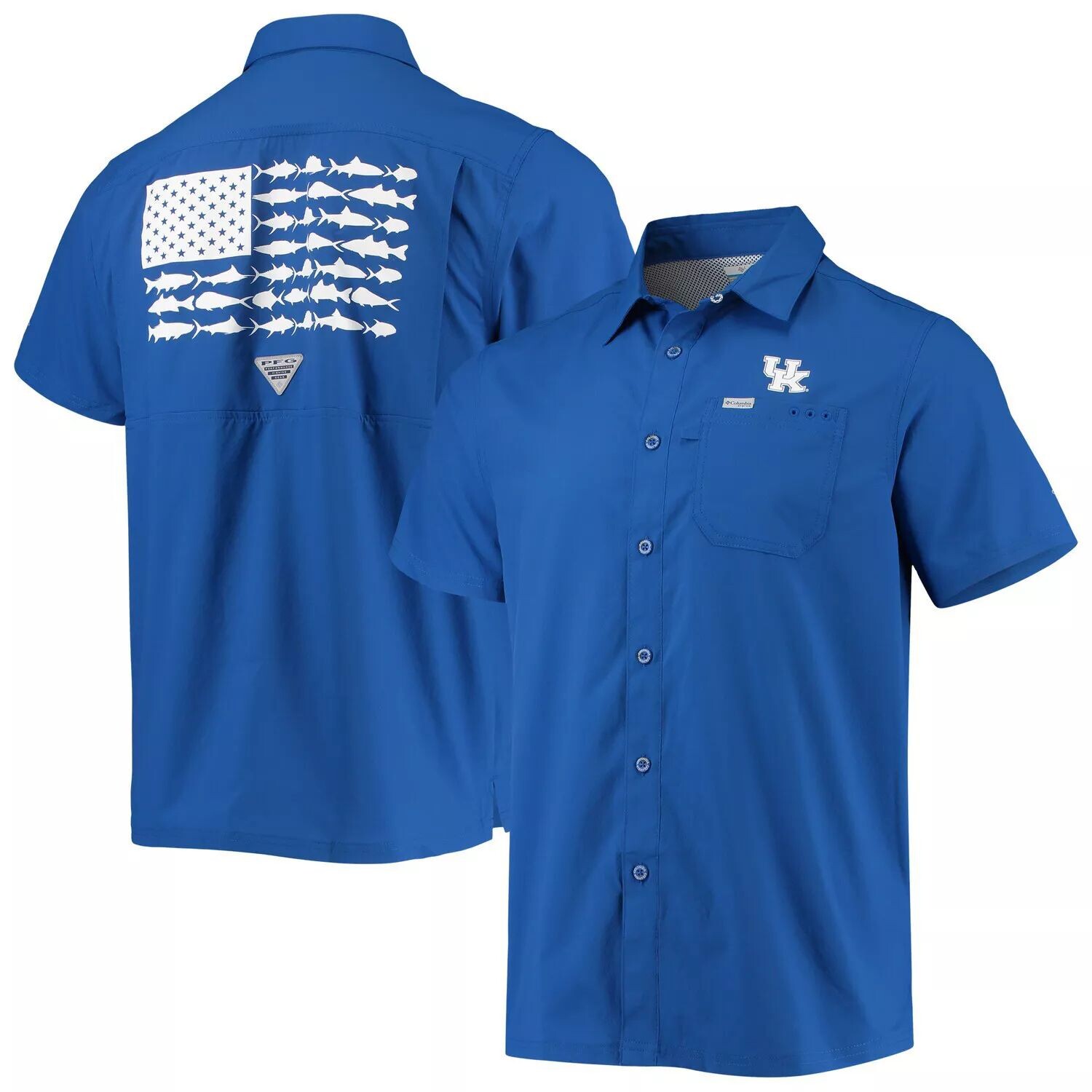 

Мужская рубашка на пуговицах Columbia PFG Royal Kentucky Wildcats Slack Tide Camp