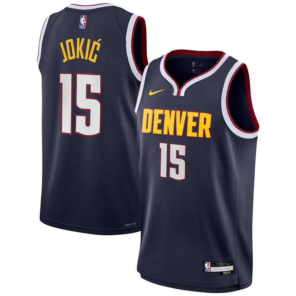 Молодежная футболка Nike Nikola Jokic Navy Denver Nuggets 2022/23 Swingman — Icon Edition, цвет Nug Navy — фото 2
