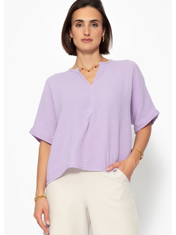 

Рубашка свободного кроя из муслина сиреневого цвета SASSYCLASSY