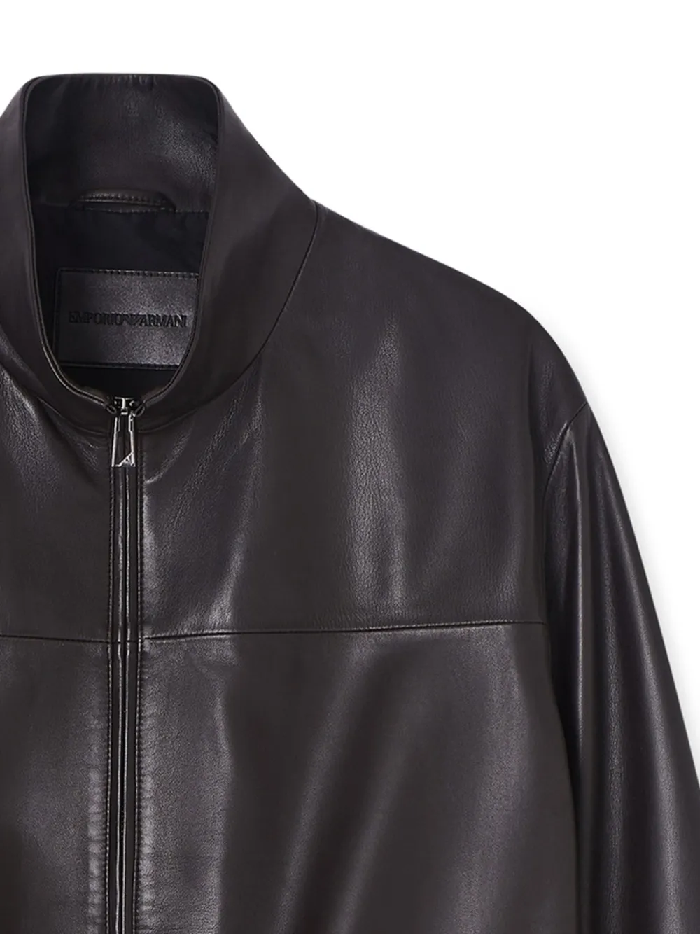 Кожаная куртка на молнии Emporio Armani, коричневый — фото 2