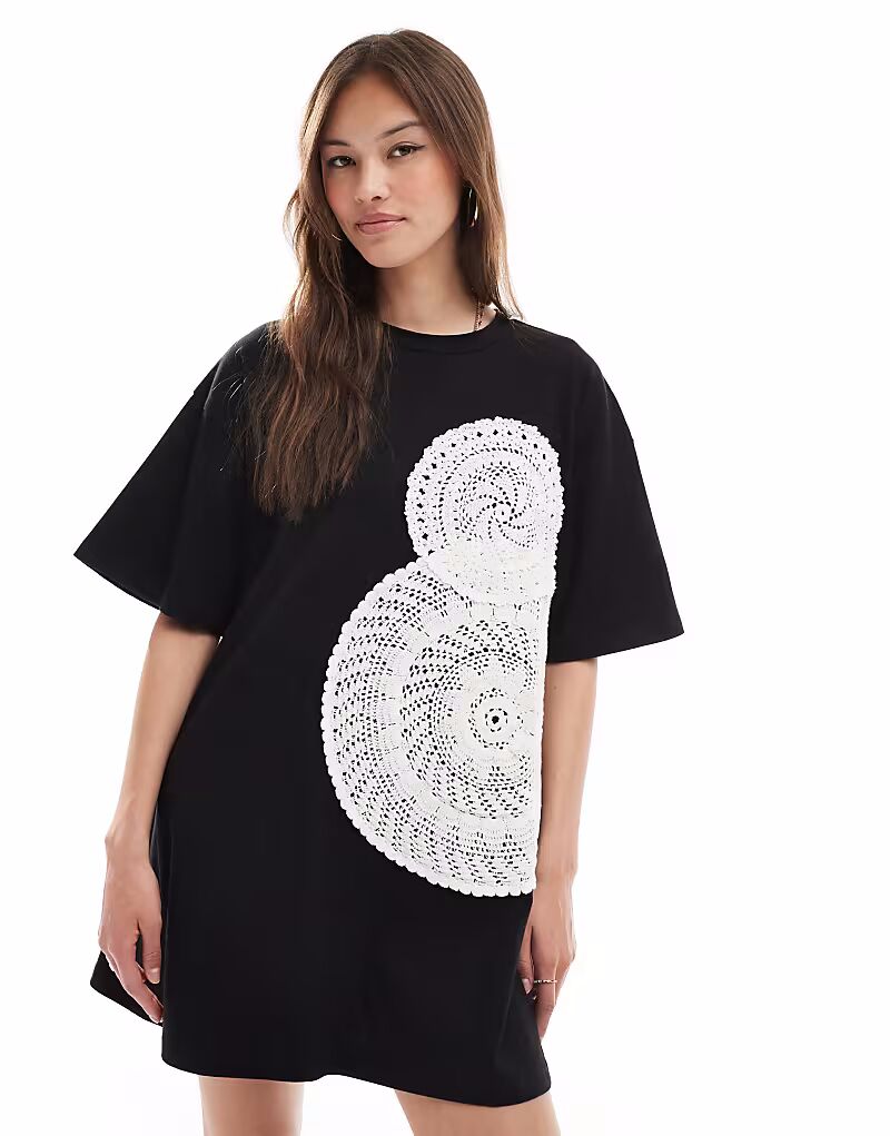 

Футболка-мини-платье ASOS DESIGN крючком черного цвета