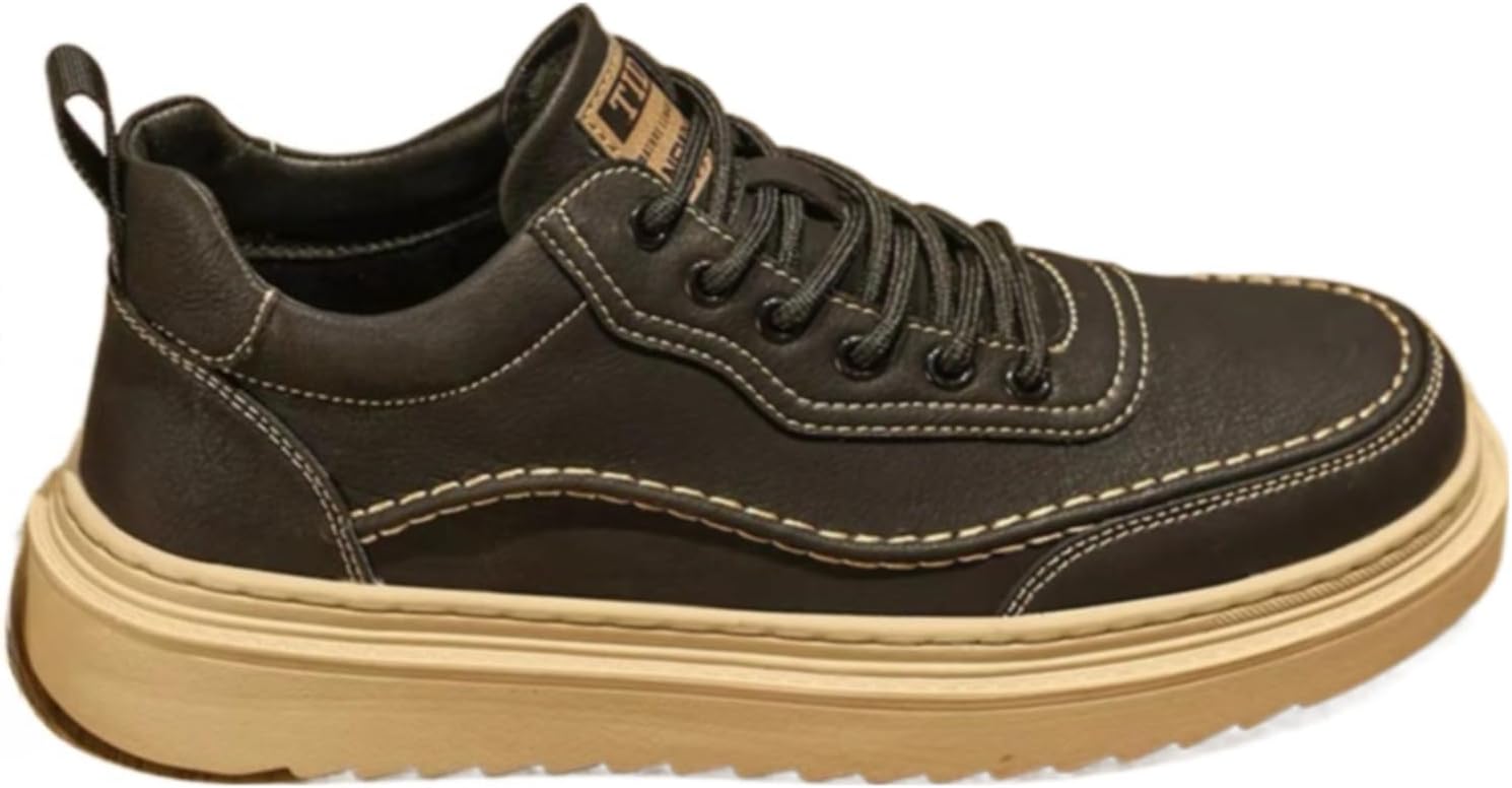 

Мужские кроссовки на платформе с толстой подошвой и шнуровкой, дышащие повседневные спортивные обувь черного и желтого цвета для ежедневной носки и активного отдыха Azttoztto