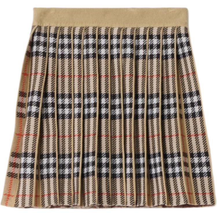 FW25 Plaid Moderate Skirt Summer Kids' Burberry, sandy бежевый — фото 3