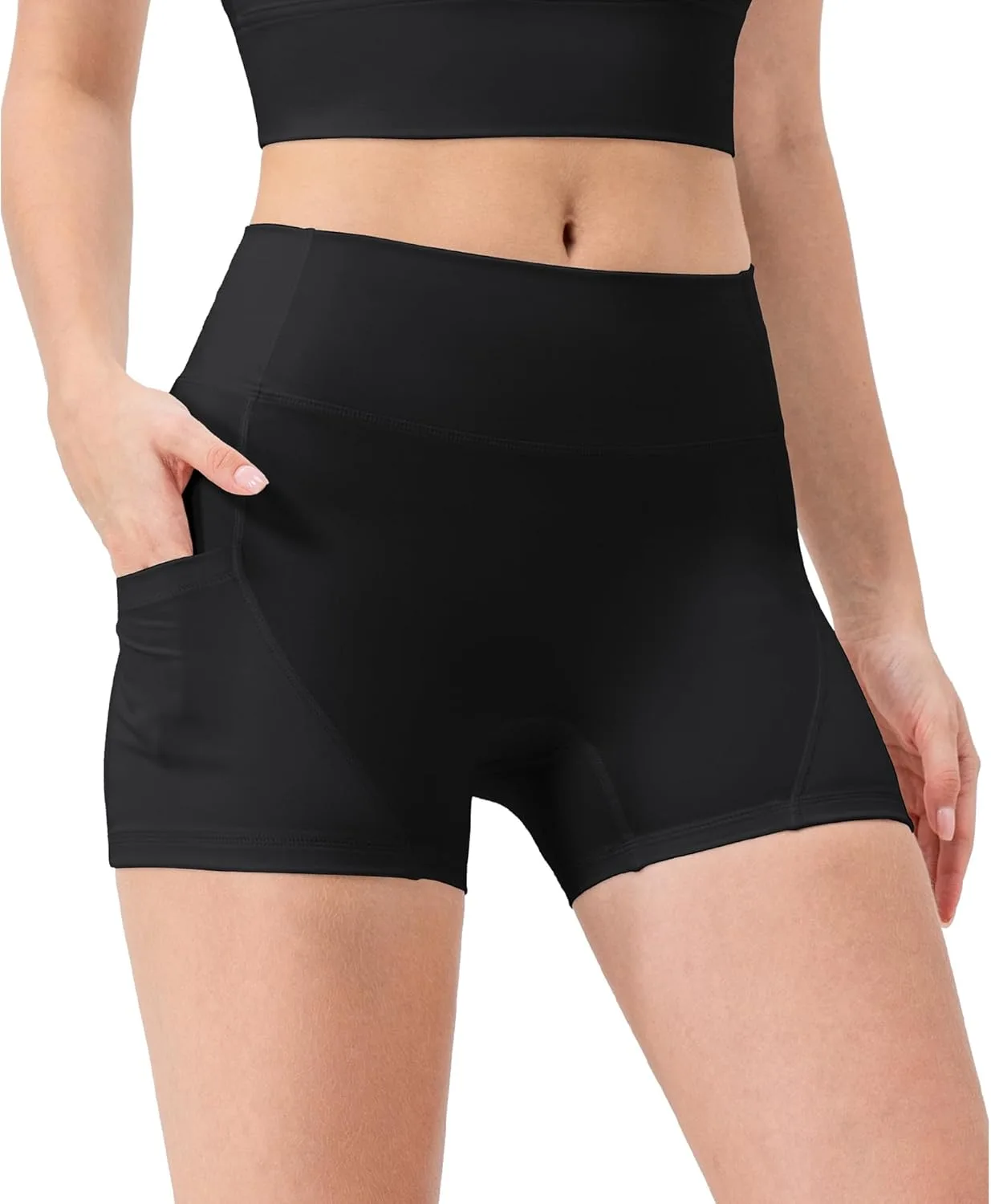 

Бермуды для женщин с карманами, High Waisted, 4", Control Tummy OVIYEGAIN