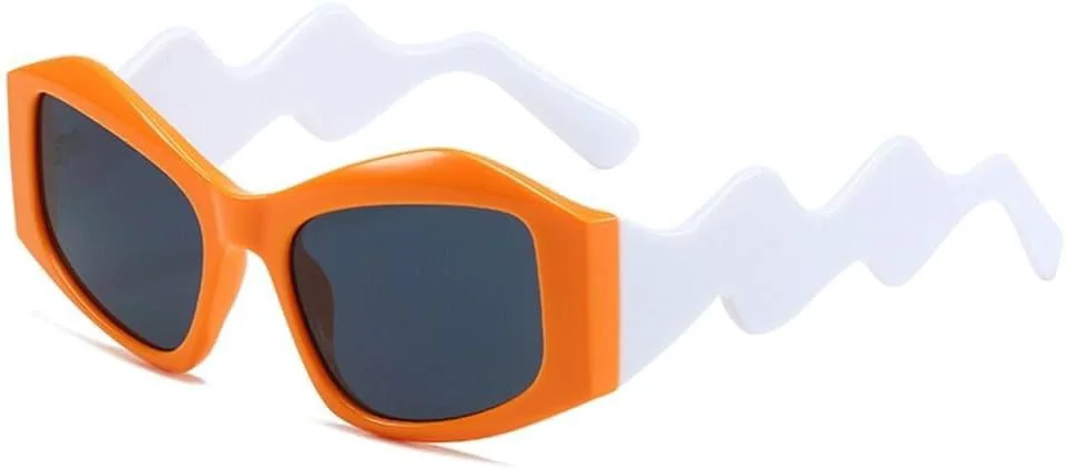 

Солнцезащитные очки с изогнутыми дужками 2027 года для женщин. Модные панк-винтажные солнцезащитные очки с защитой от УФ-излучения UV400 MTZJH, Orange White