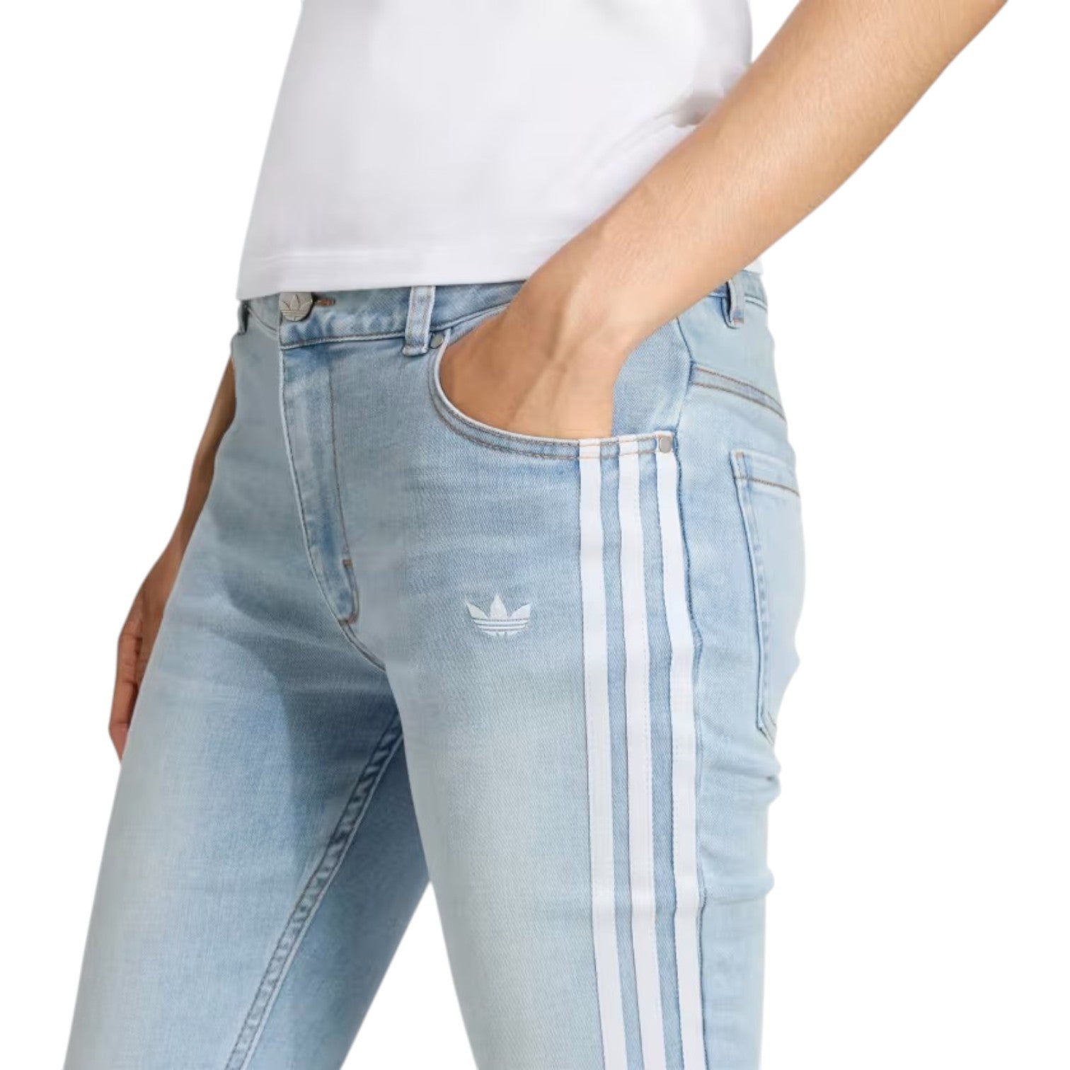 (WMNS) Джинсовые брюки Adidas Adirenium Season 4 Team Geist Slim LR 'Light Blue' — фото 4