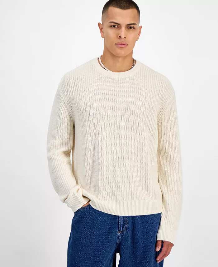 

Мужской свитер с длинным рукавом свободного кроя с круглым вырезом, созданный для Macy's Mode Of One, белый