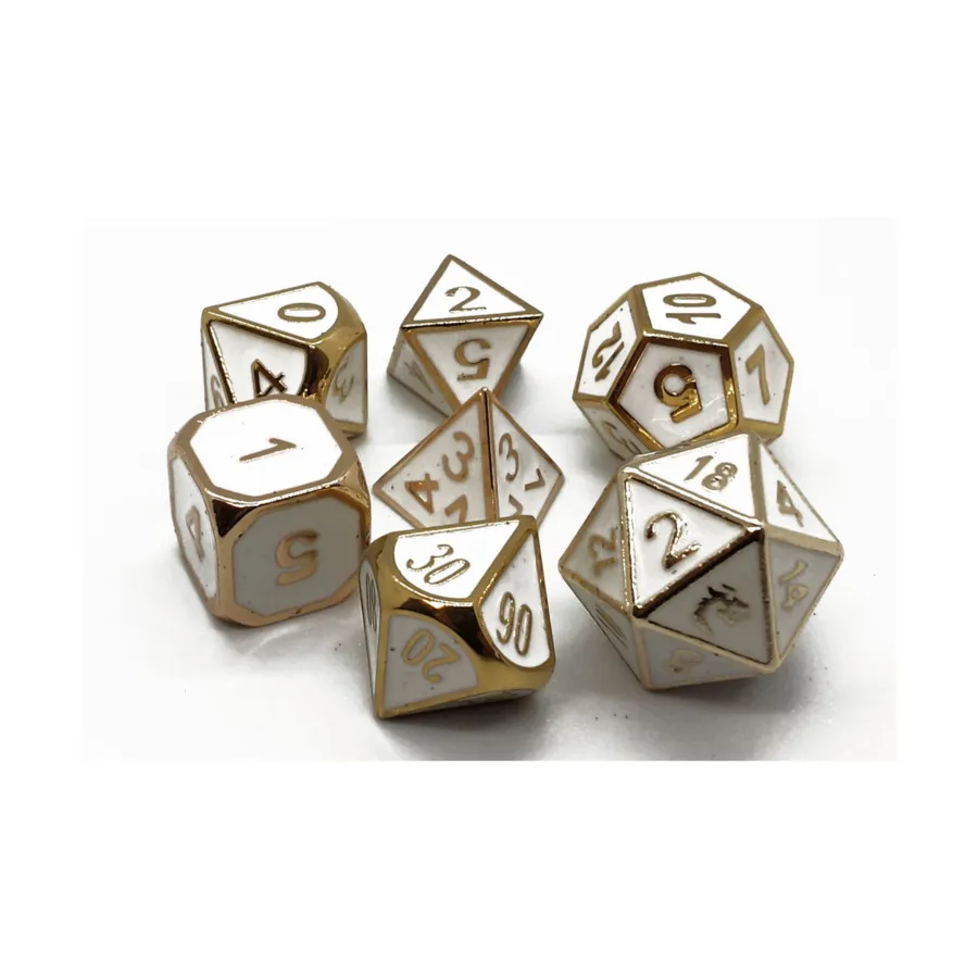 

Набор Poly — белый с золотом (7), Metal Dice - Elven Forged