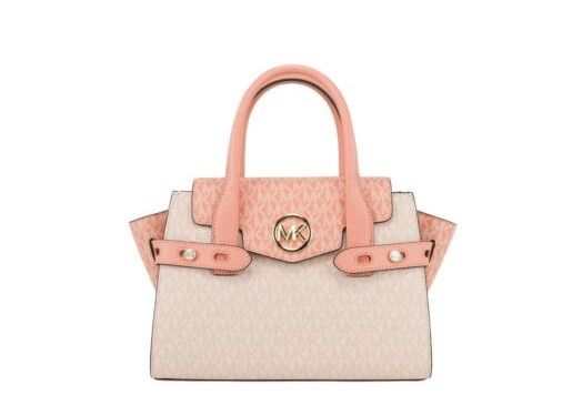 

Сумка-портфель Carmen Medium Sherbert Multi Signature из кожи с клапаном Michael Kors