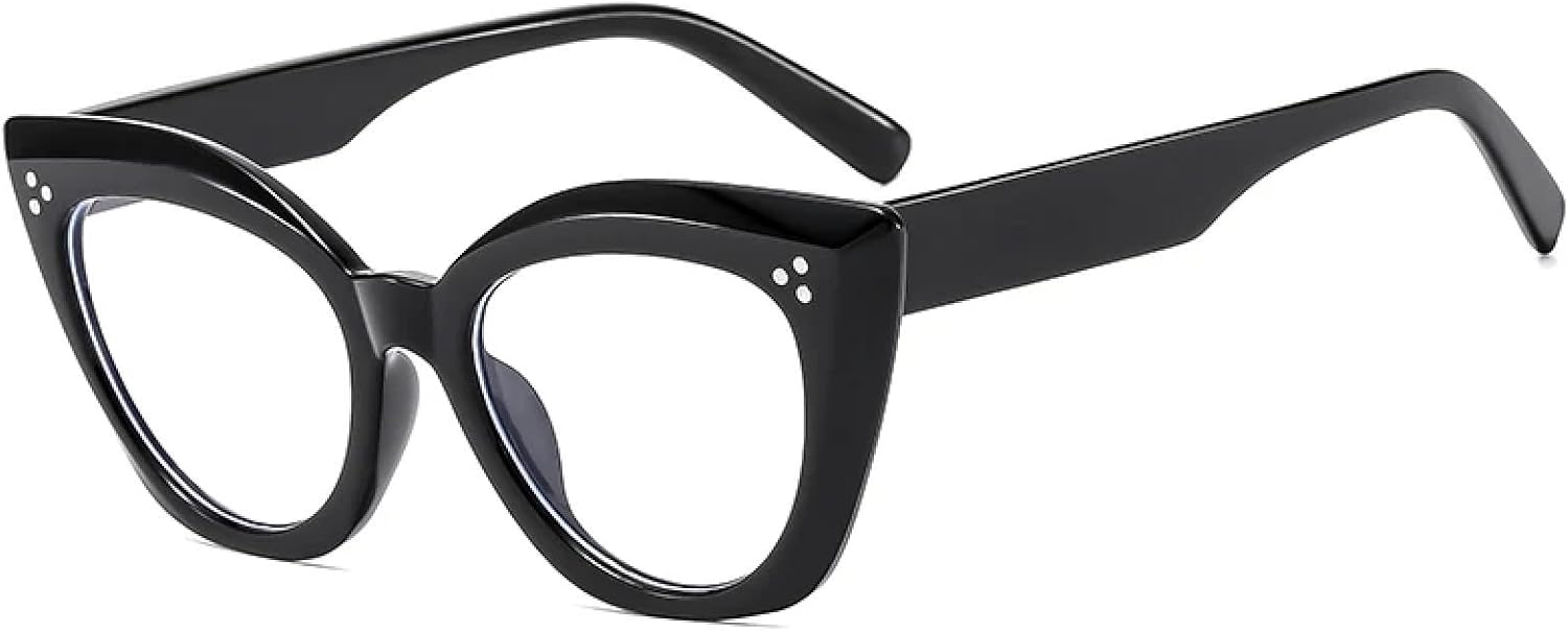 

Модные солнцезащитные очки «кошачий глаз» для женщин, с толстой окантовкой и широкими дужками, в стиле ретро для мужчин, для уличной фотосъемки, модные, с защитой от УФ-излучения UV400 TVTBBVV, Black Clear