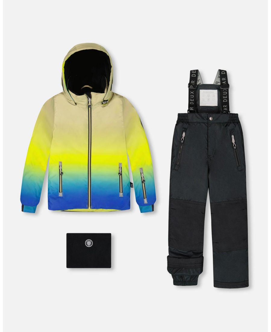 

Детский двухсекционный игровой комбинезон для мальчиков с градиентной курткой, черный - для малышей/детей Deux par Deux, Black