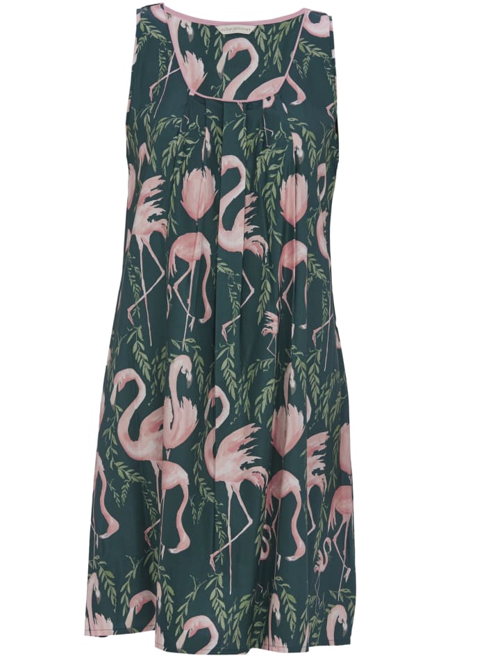 

Женская ночная рубашка с шортами и принтом фламинго Ivy зеленого цвета Cyberjammies