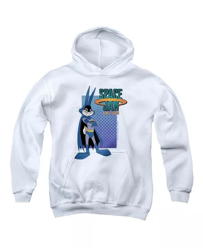 

Толстовка с капюшоном Bugs Batman для мальчиков и подростков Space Jam 2, белый