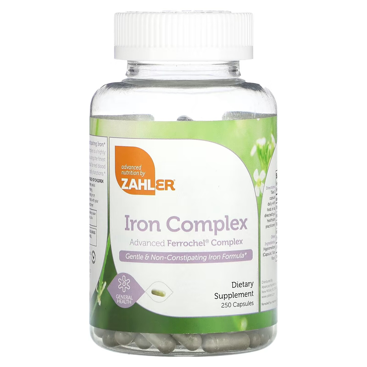 

Zahler Iron Complex Мягкая формула железа, не вызывающая запоров, 250 капсул