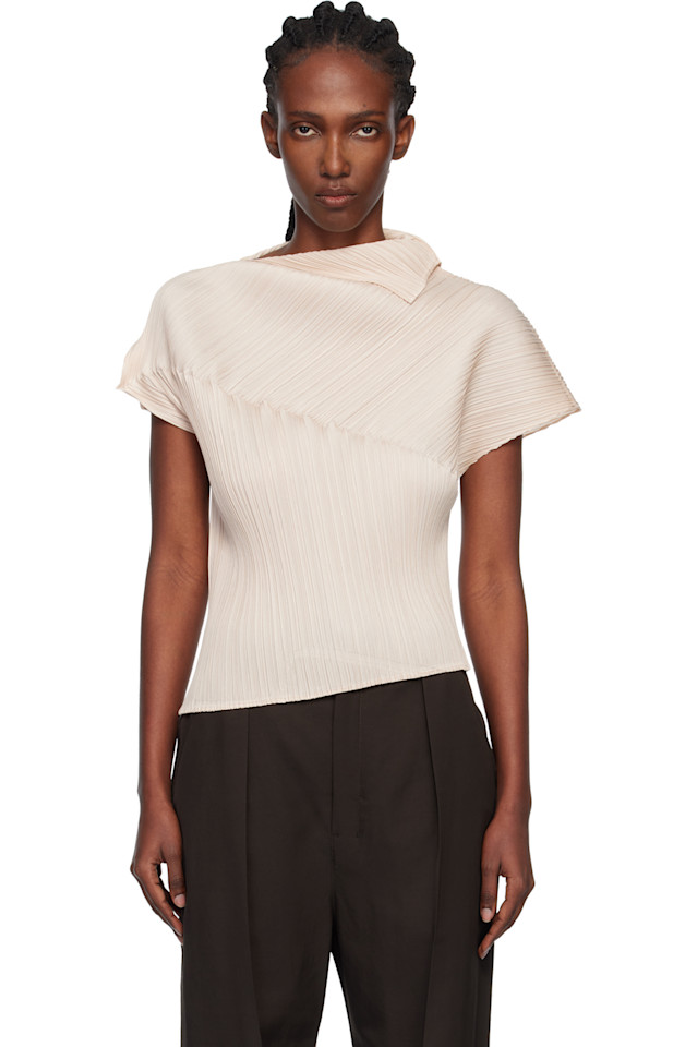 

Pleats Please Issey Miyake Бежевый топ с длинным рукавом