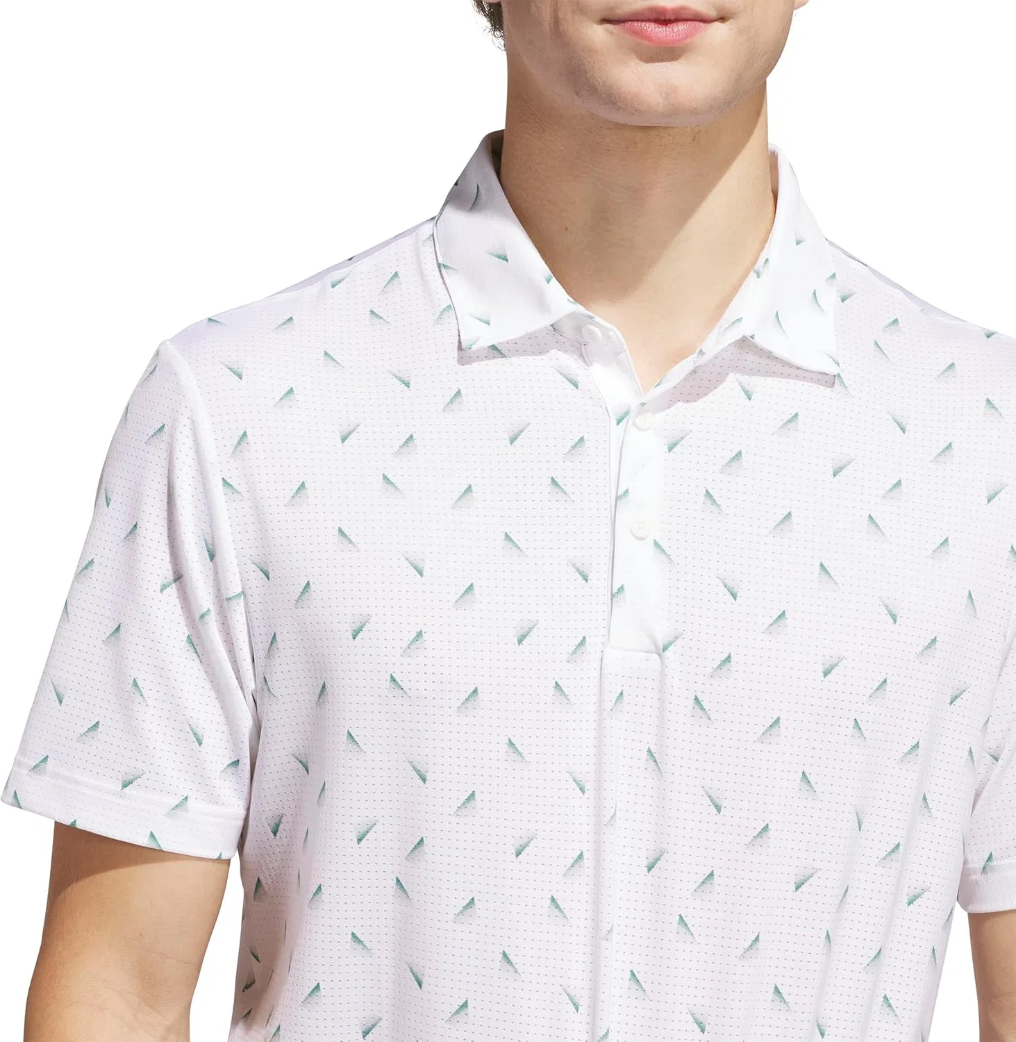 Футболка-поло Adidas Men's Ultimate365 Printed Mesh, белый/зеленый — фото 4
