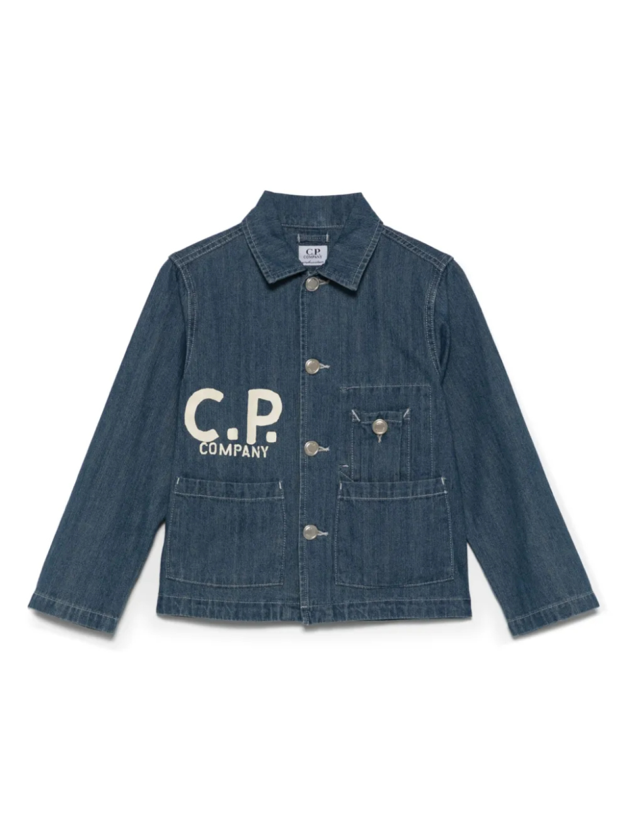 

Детская джинсовая куртка с логотипом CP Company C.P. Company Kids, синий