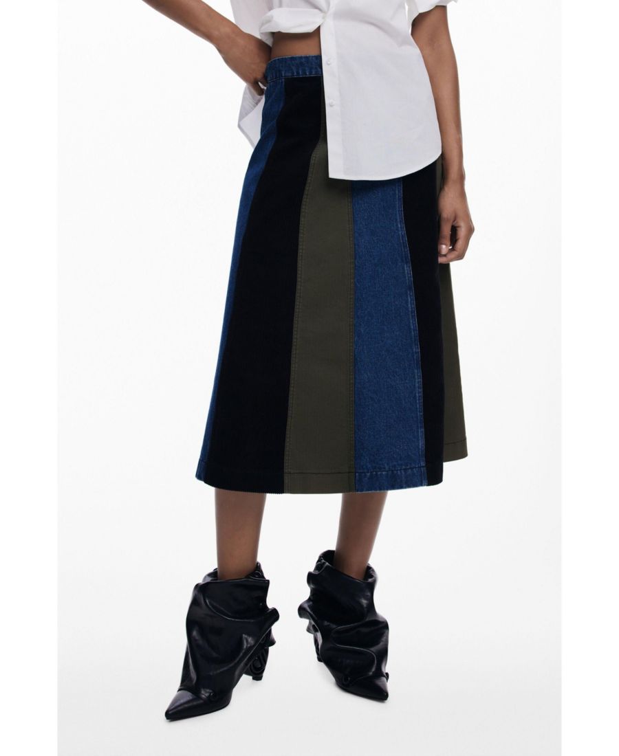 

Женская юбка-миди А-силуэта в стиле пэчворк Desigual, Khaki