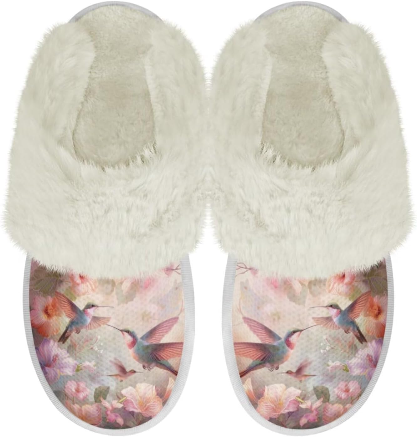 

Тапочки для дома Binienty для женщин и мужчин, мягкие плюшевые, для утепления дома, Hummingbird Floral