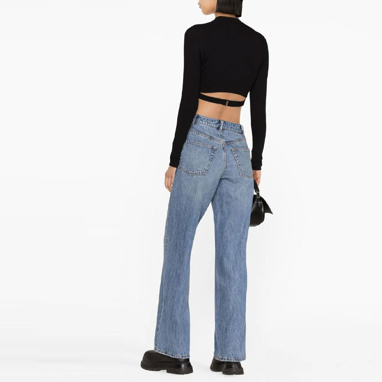 Асимметричный бикини-джинс светло-индиго Alexander Wang, Голубой — фото 3